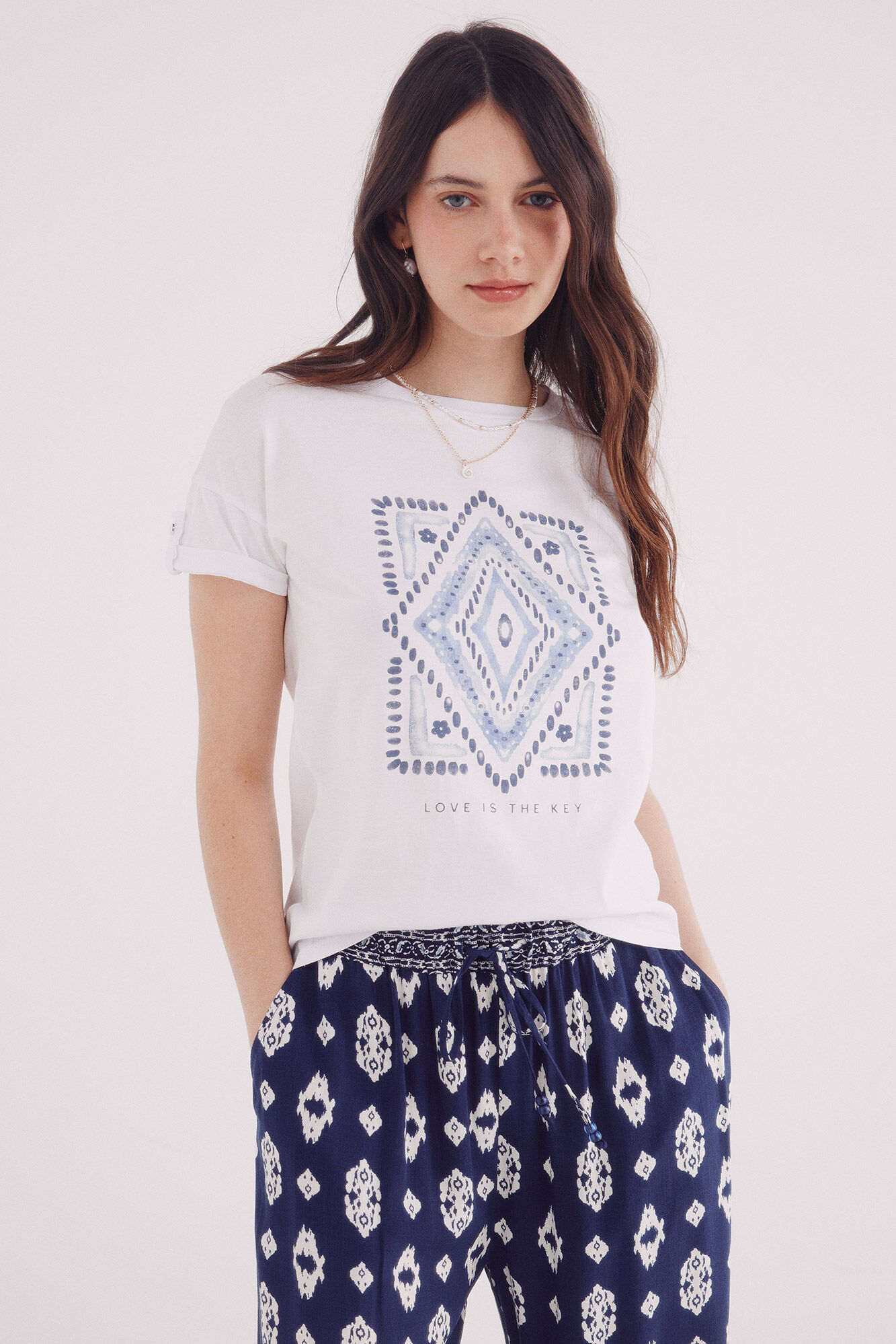 Springfield Camiseta gr&aacute;fica manga bot&oacute;n