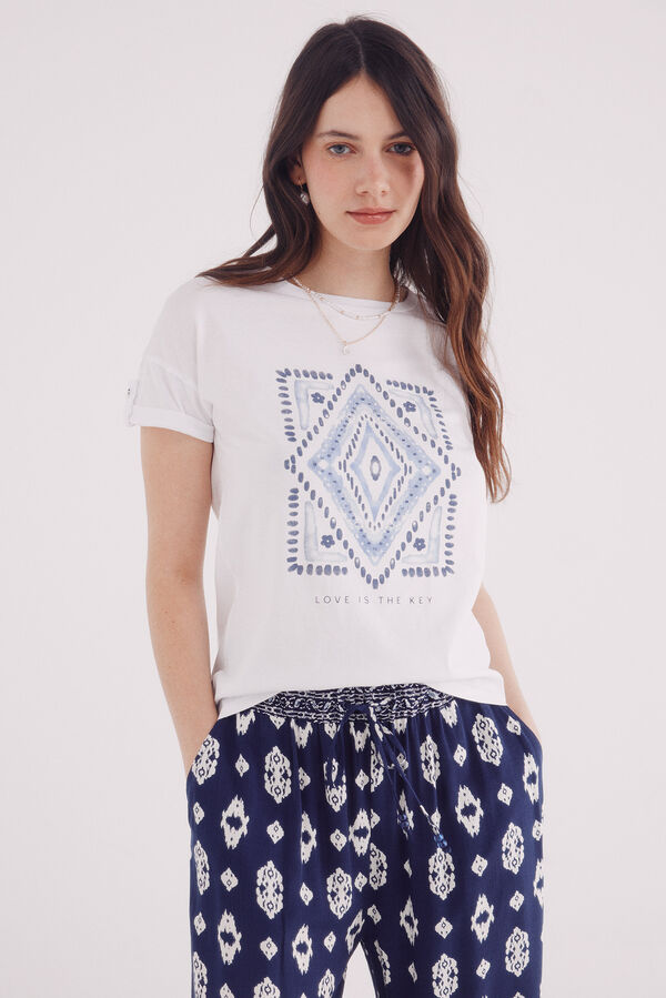 Springfield Camiseta gr&aacute;fica com manga bege