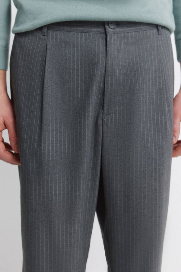 Springfield Pantal&oacute;n recto rayas relaxed fit gris