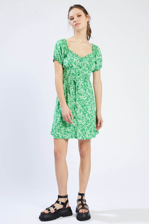 Pimkie Vestido corto con botones estampado