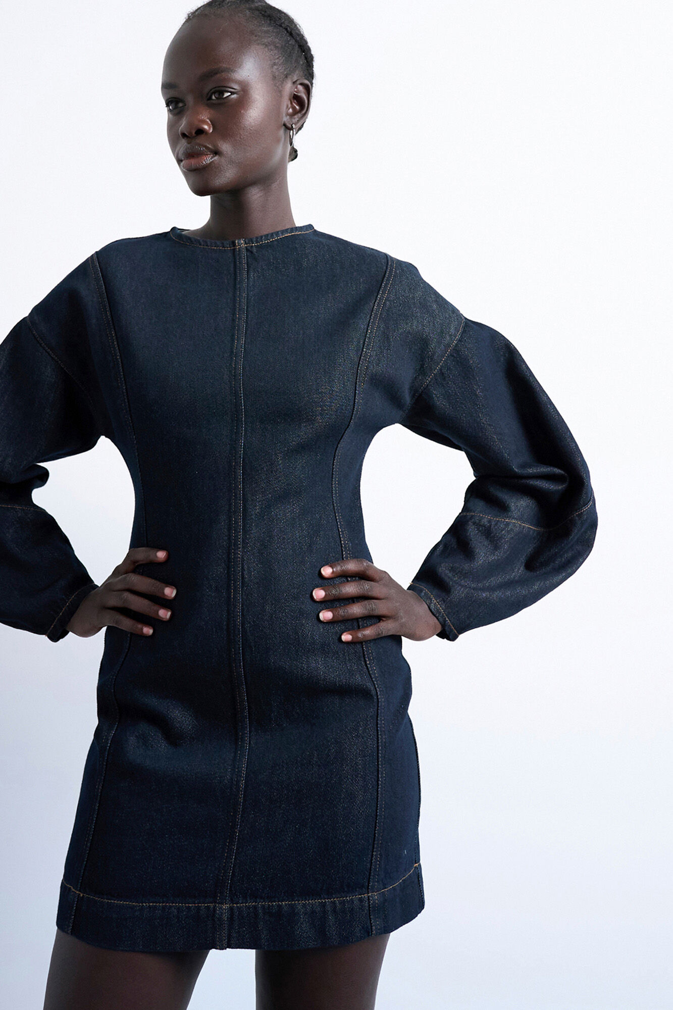 Topshop Vestido denim jeans em algod&atilde;o e liocel