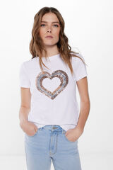 Springfield T-shirt desenho lantejoulas branco