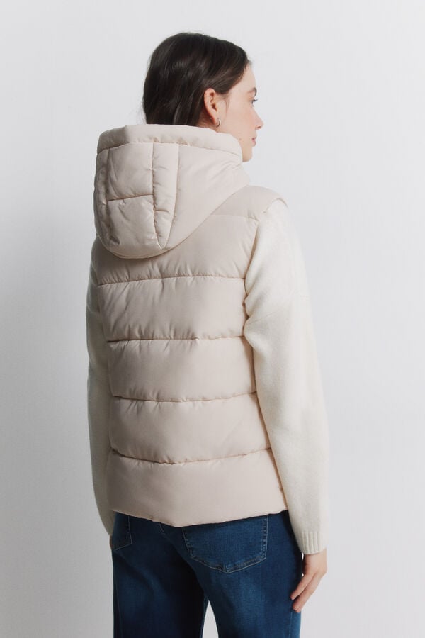 Springfield Chaleco acolchado con capucha beige