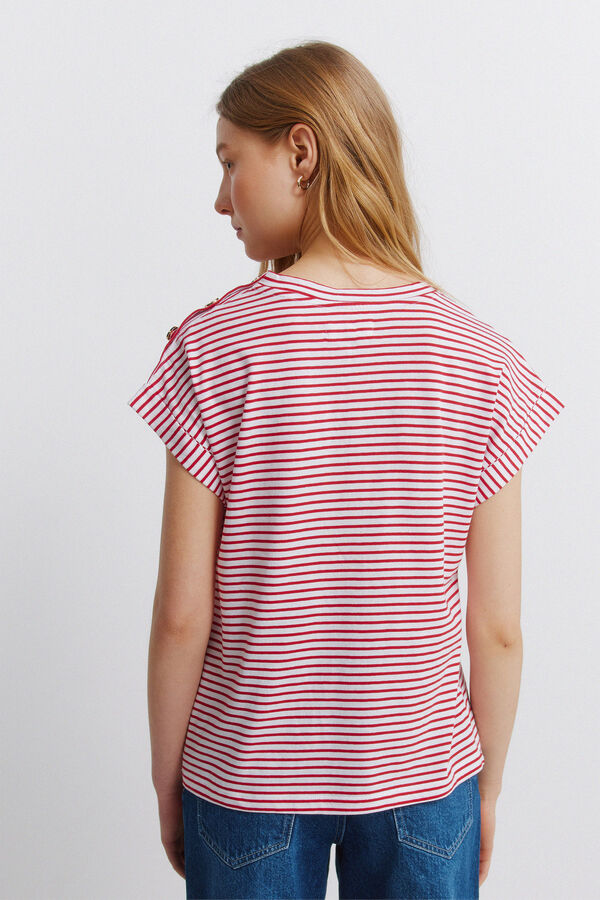 Springfield Camiseta rayas botones rojo