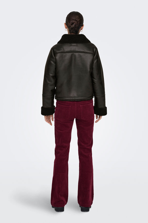 JDY Cazadora de polipiel marr&oacute;n