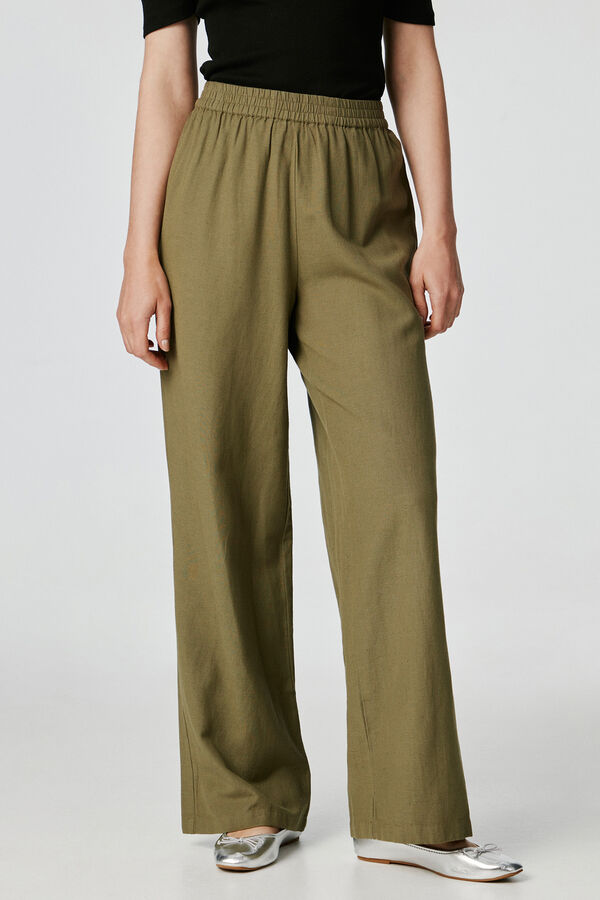 Pieces Pantal&oacute;n largo algod&oacute;n y lino verde