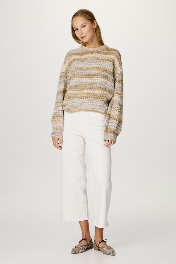 Jack & Jones Camisola de malha de decote redondo cru