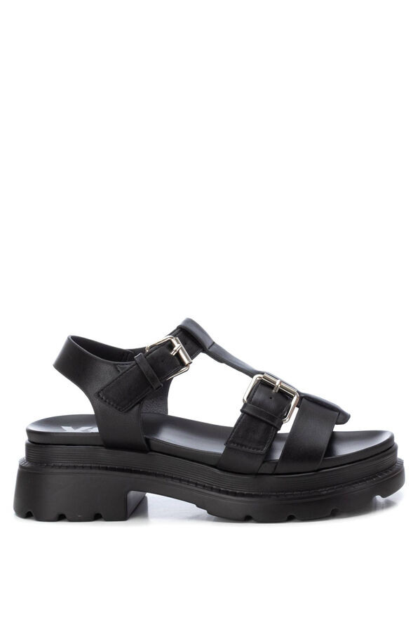 XTI Sandalia plana de mujer negro