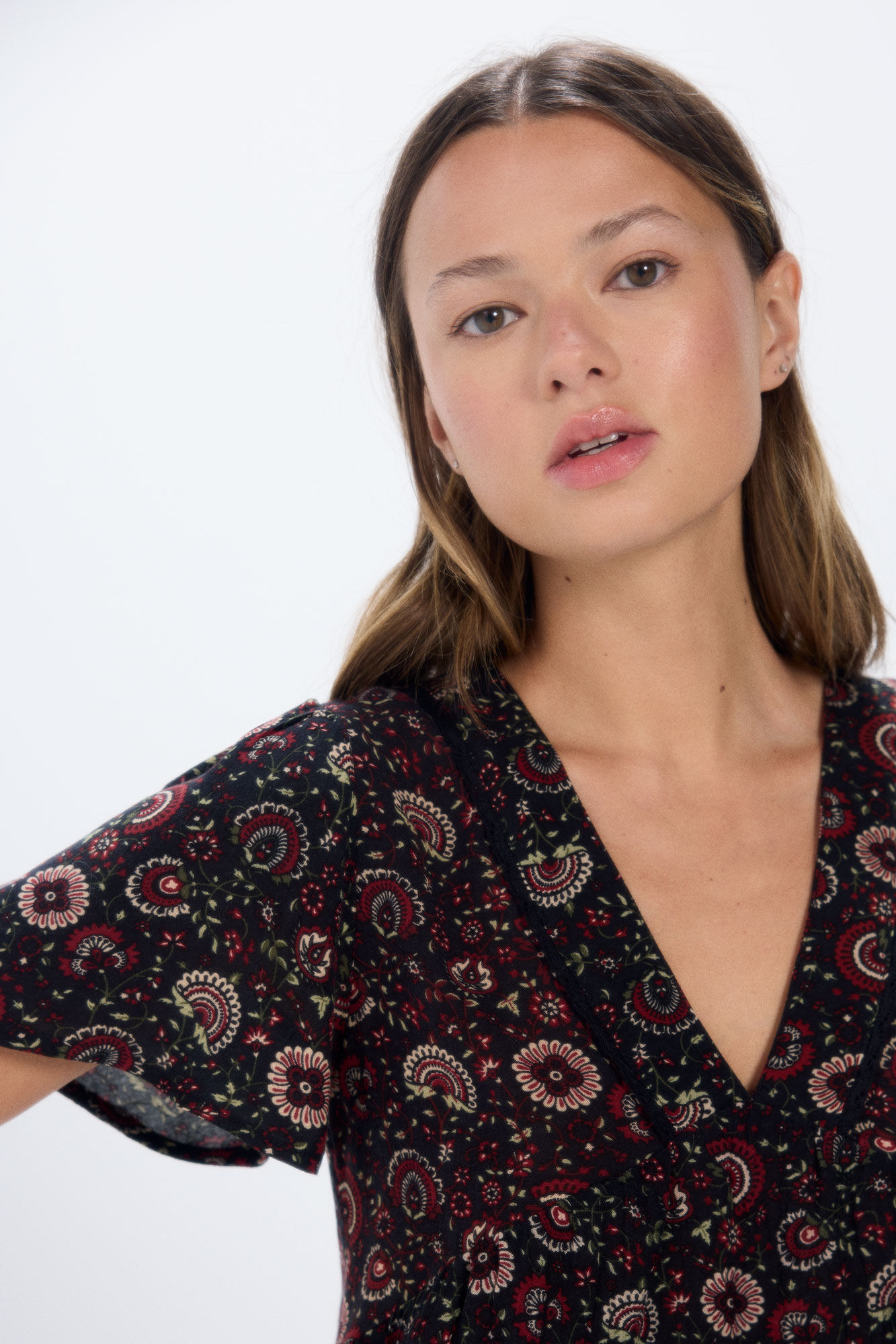 Springfield Blusa fluente decote lace