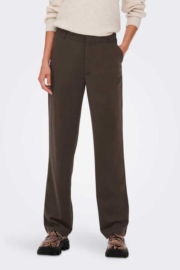 JDY Cal&ccedil;a corte reto de cintura m&eacute;dia cru