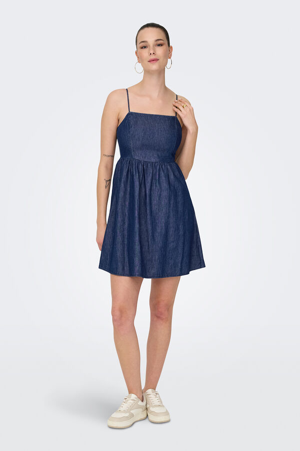 JDY Vestido curto jeans azul
