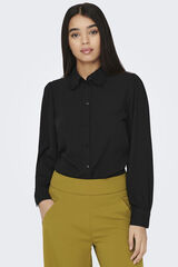 JDY Camisa curta de manga comprida preto