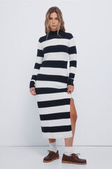 Springfield Vestido midi de malha riscas Kodak azul