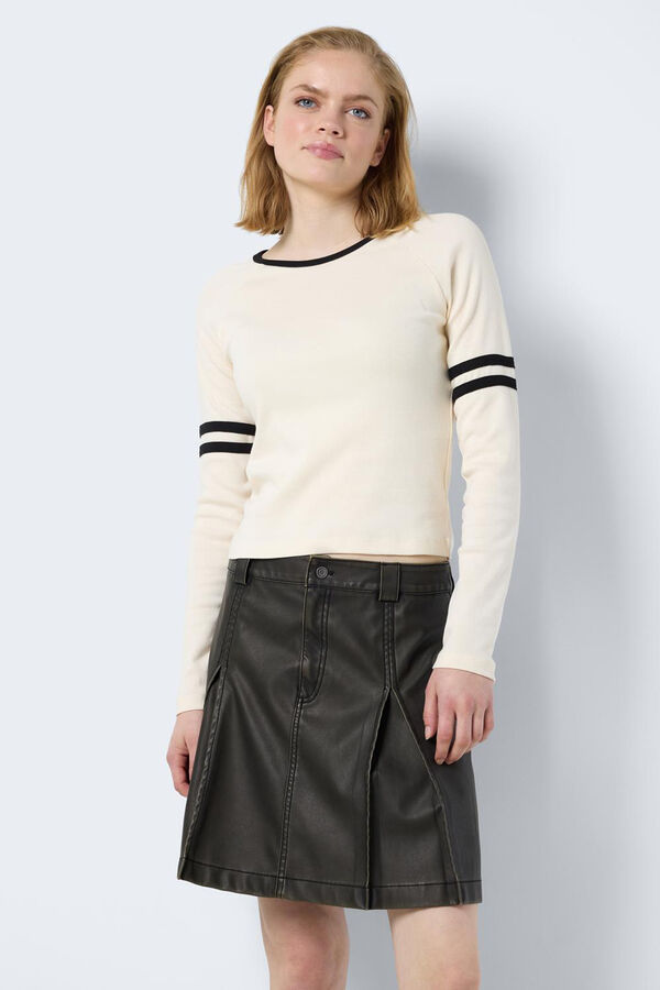 Noisy May Top de algod&oacute;n manga larga blanco