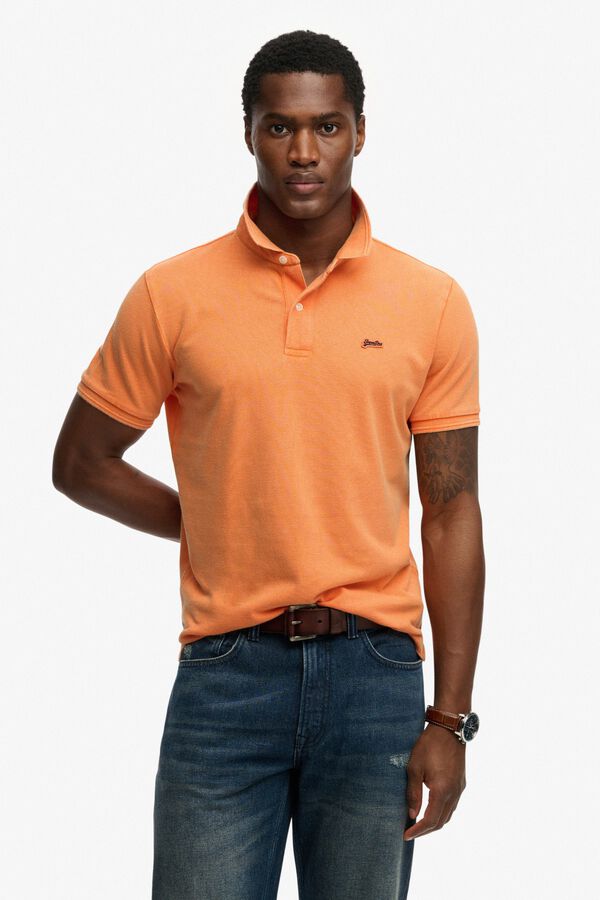 Superdry Polo manga curta b&aacute;sico em piqu&eacute; vermelho