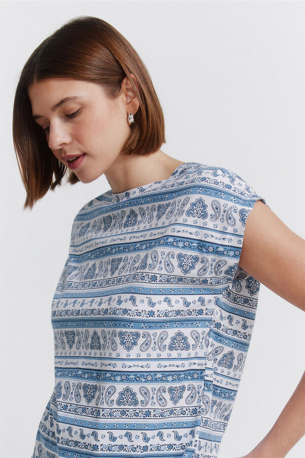 Springfield T-shirt de manga curta estampada azul