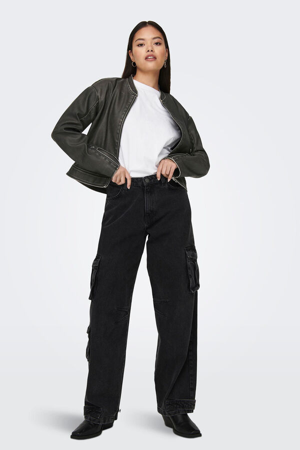 Only Jacke Lederimitat  preto