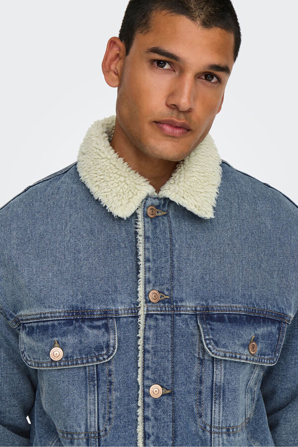 Only & Sons Chaqueta vaquera teddy azul