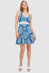 Inside Vestido Corto Estampado azul