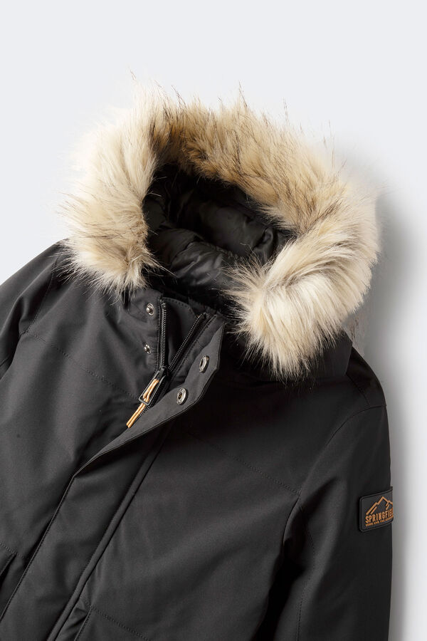 Springfield Kids Parka capucha con pelo ni&ntilde;o negro