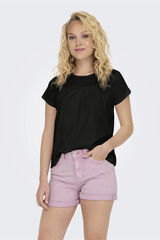 JDY Top gola redonda renda preto