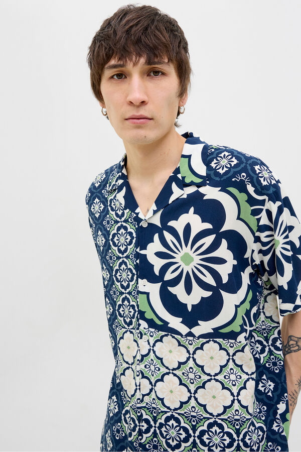 Jack & Jones Camisa relaxed fit estampada beige