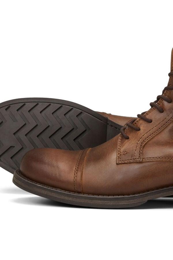 Jack & Jones Botas de pele com atacadores cru