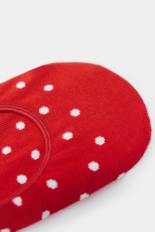 Springfield Meia invis&iacute;vel pontinhos vermelho