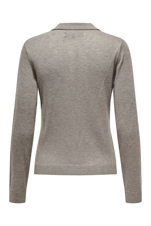 Only Polo de punto manga larga gris