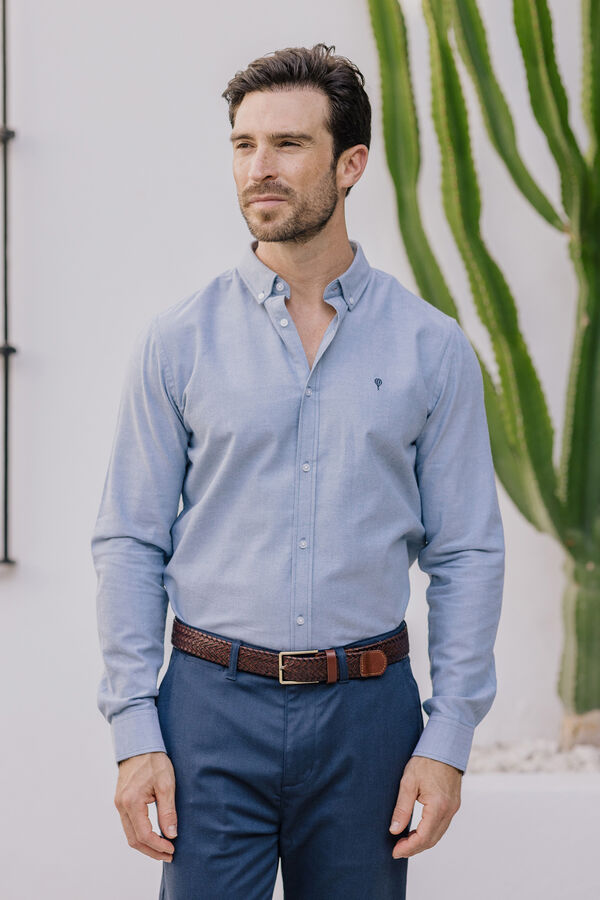 Celopman Camisa Oxf.Liso Con Brushed azul