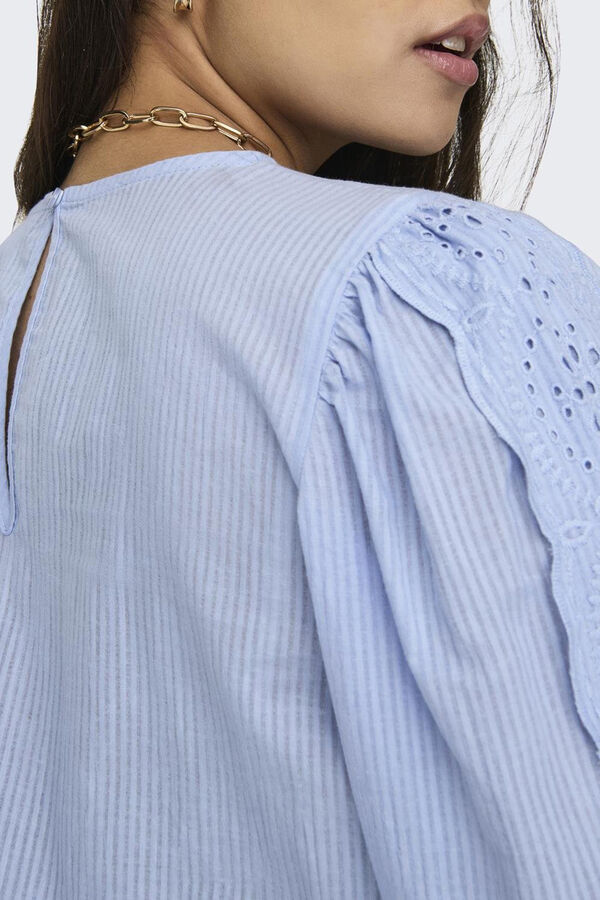 JDY Blusa manga comprido renda azul