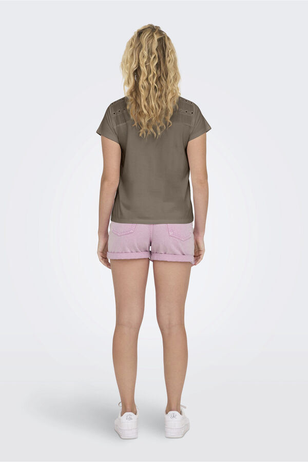 JDY Top gola redonda renda cru