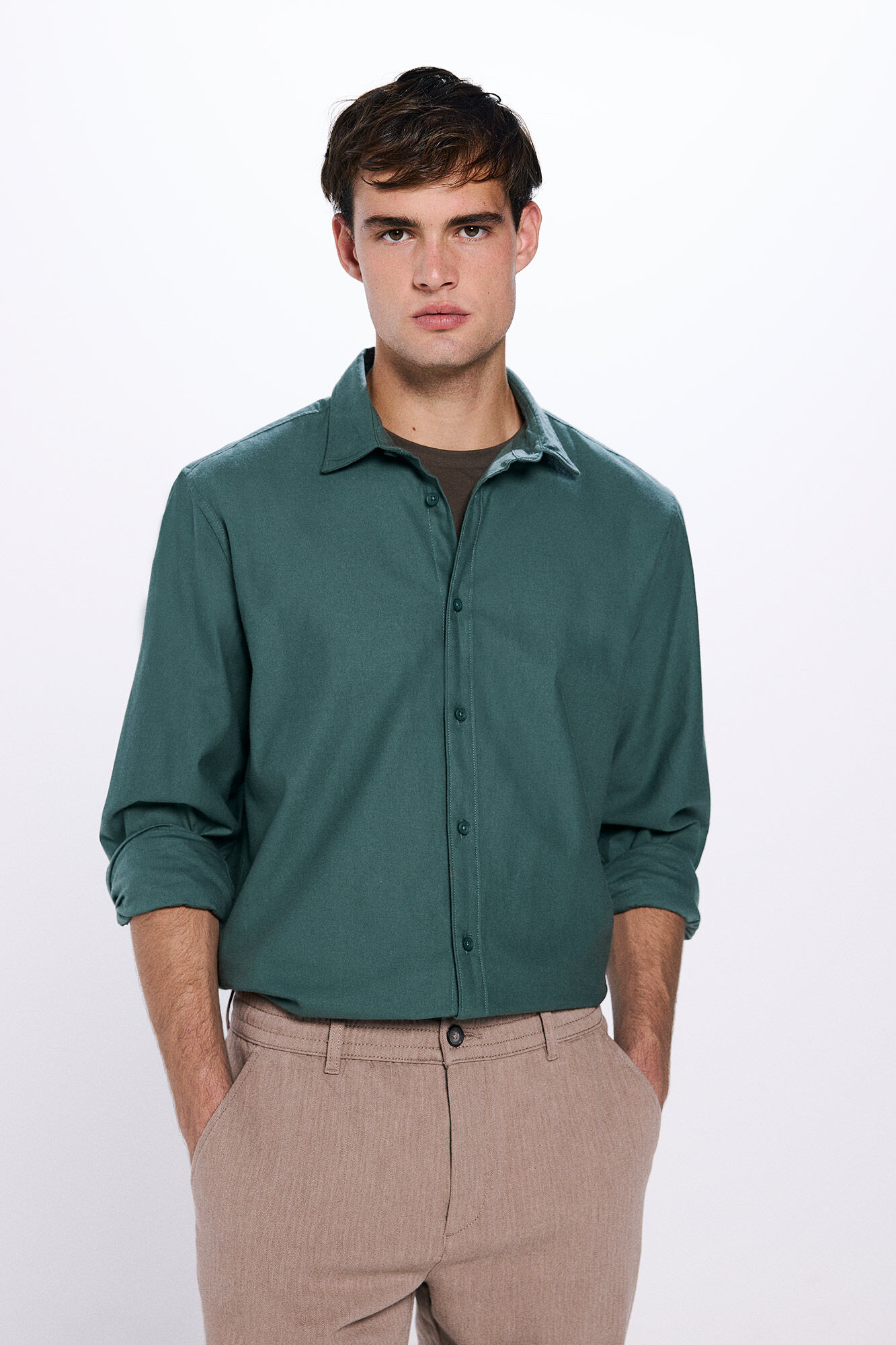 Springfield Camisa de algod&atilde;o escovado