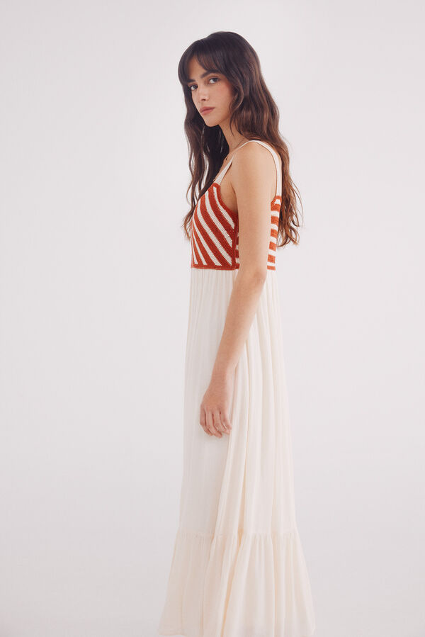 Springfield Vestido midi combinado crochet estampado