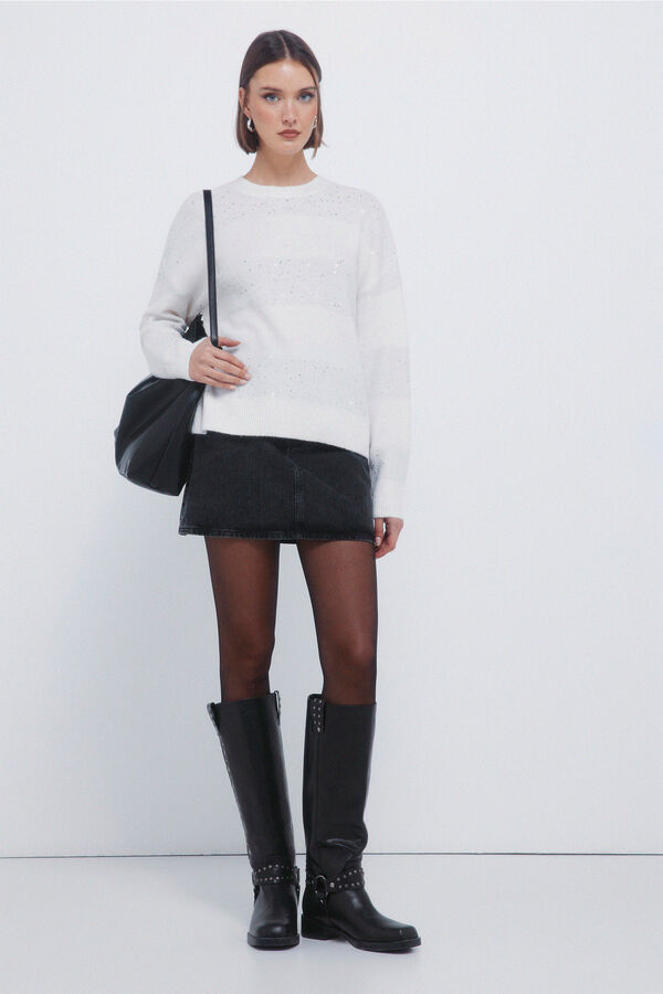 Springfield Jersey rayas lentejuelas blanco