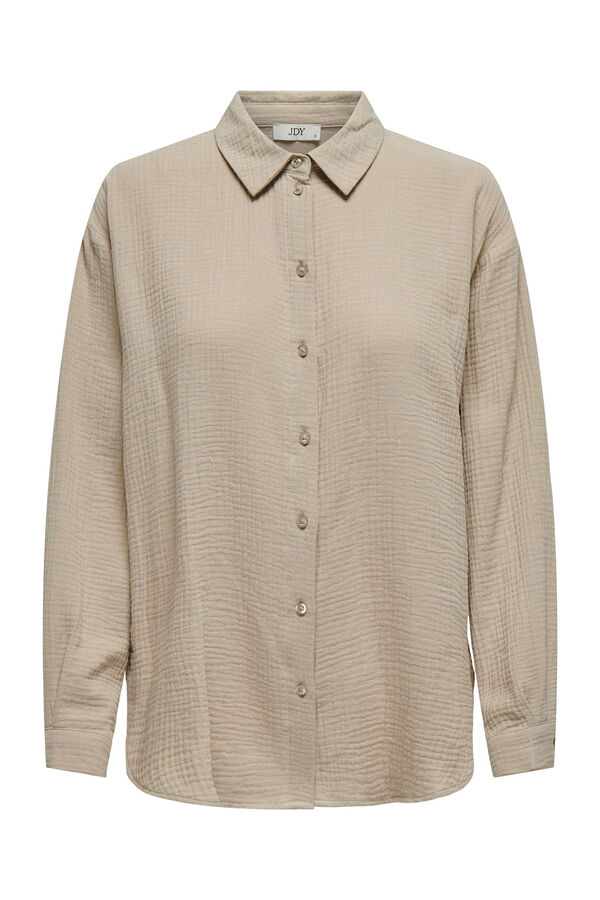 JDY Camisa de bot&otilde;es manga comprida cru