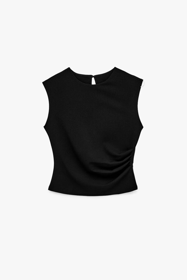 Koton Top sem mangas drapeado preto