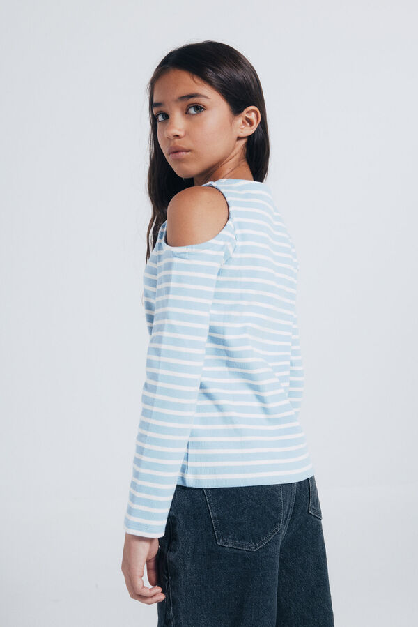 Springfield Kids Camiseta rib hombros descubiertos ni&ntilde;a azul