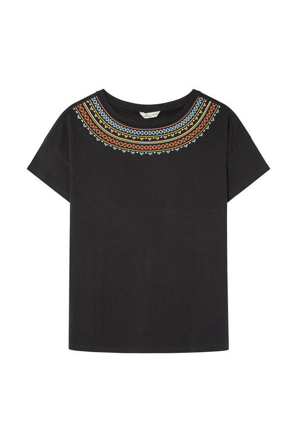 Springfield Camiseta Cuello Cenefas Relieve negro