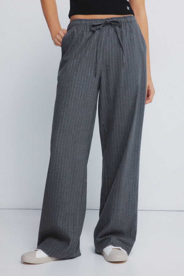 Springfield Pantalones jogger rayas lurex gris