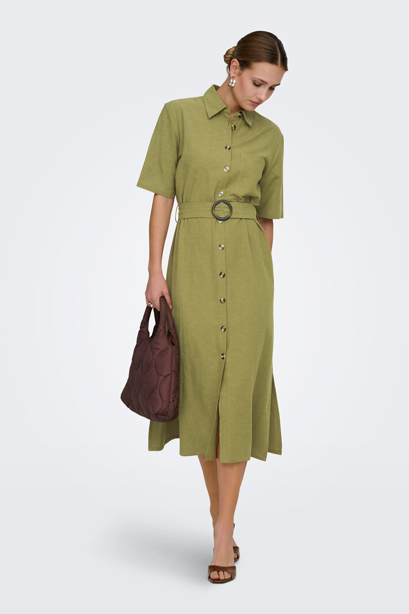 JDY Vestido midi camiseiro