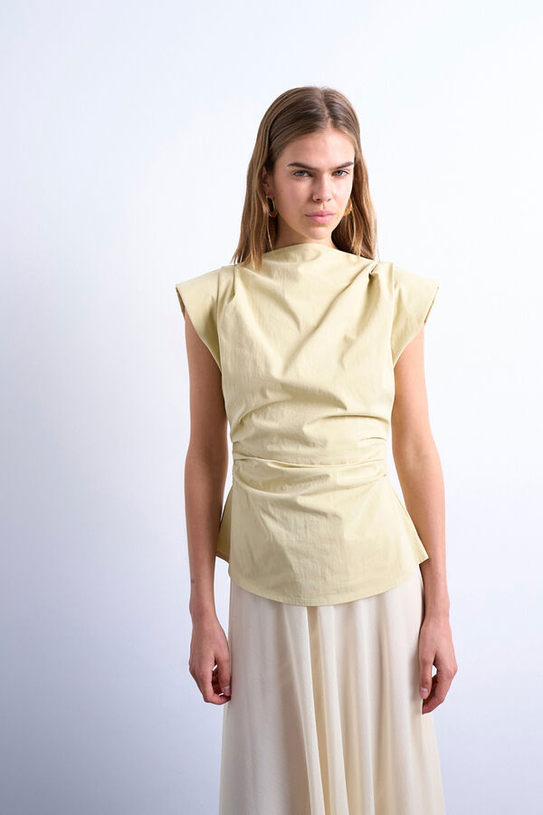 Topshop Top b&aacute;sica de manga curta cru