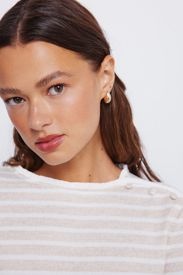 Springfield Camiseta botones hombro cuello tostado