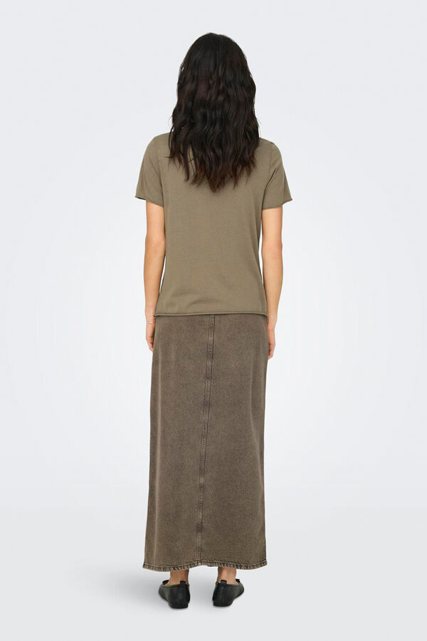 Only Camiseta com letras cinzento