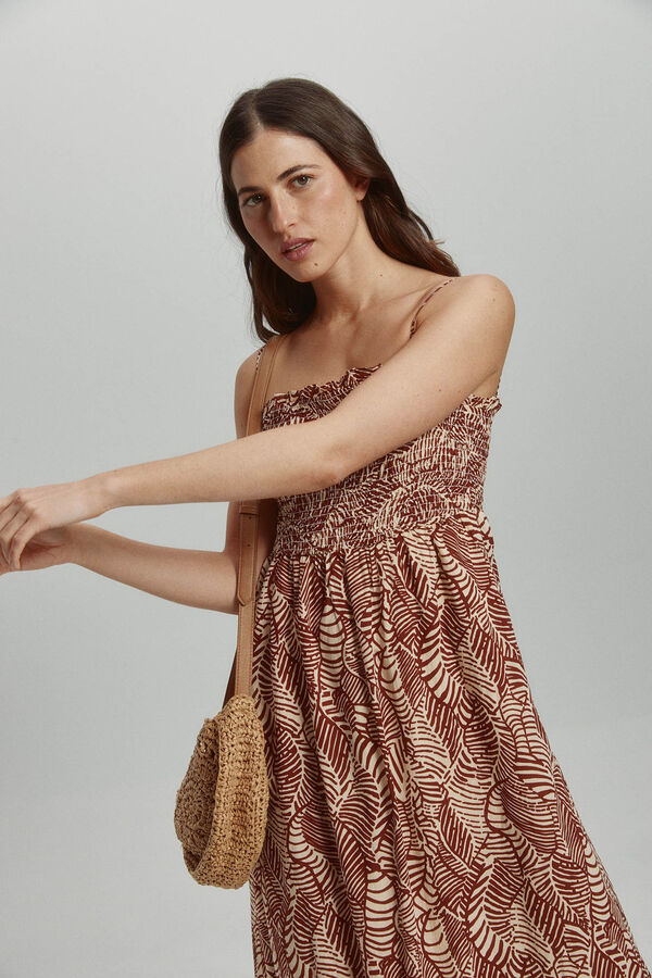 Only Vestido largo regular fit tostado