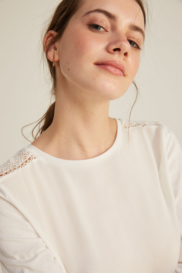 Springfield T-shirt Bimat&eacute;ria Crochet castanho