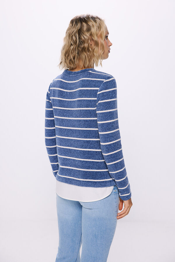 Springfield Camiseta chenilla botones hombro combinada azul