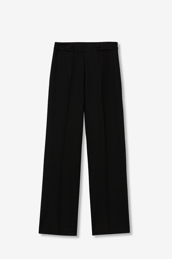 Tiffosi Pantalones Wide Leg con Presillas negro