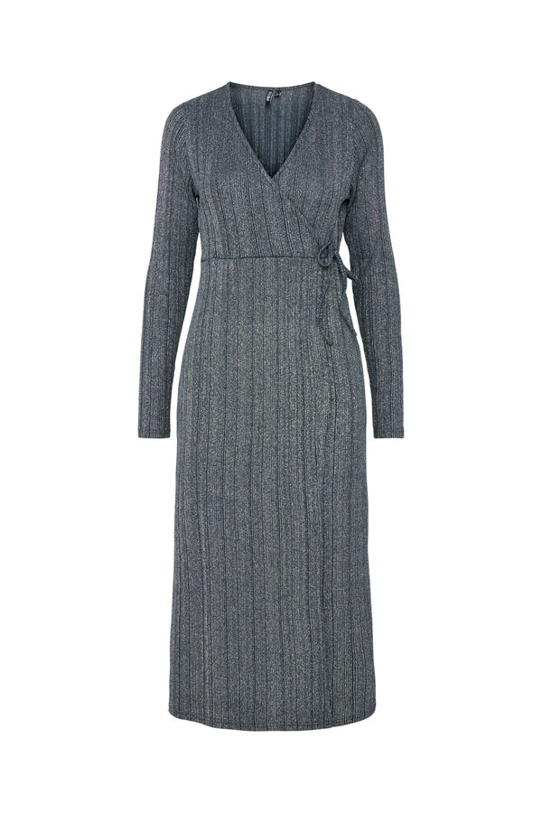 Pieces Vestido midi de lurex azul