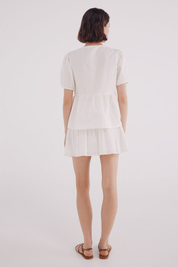 Springfield Saia curta com cintura bordada cru